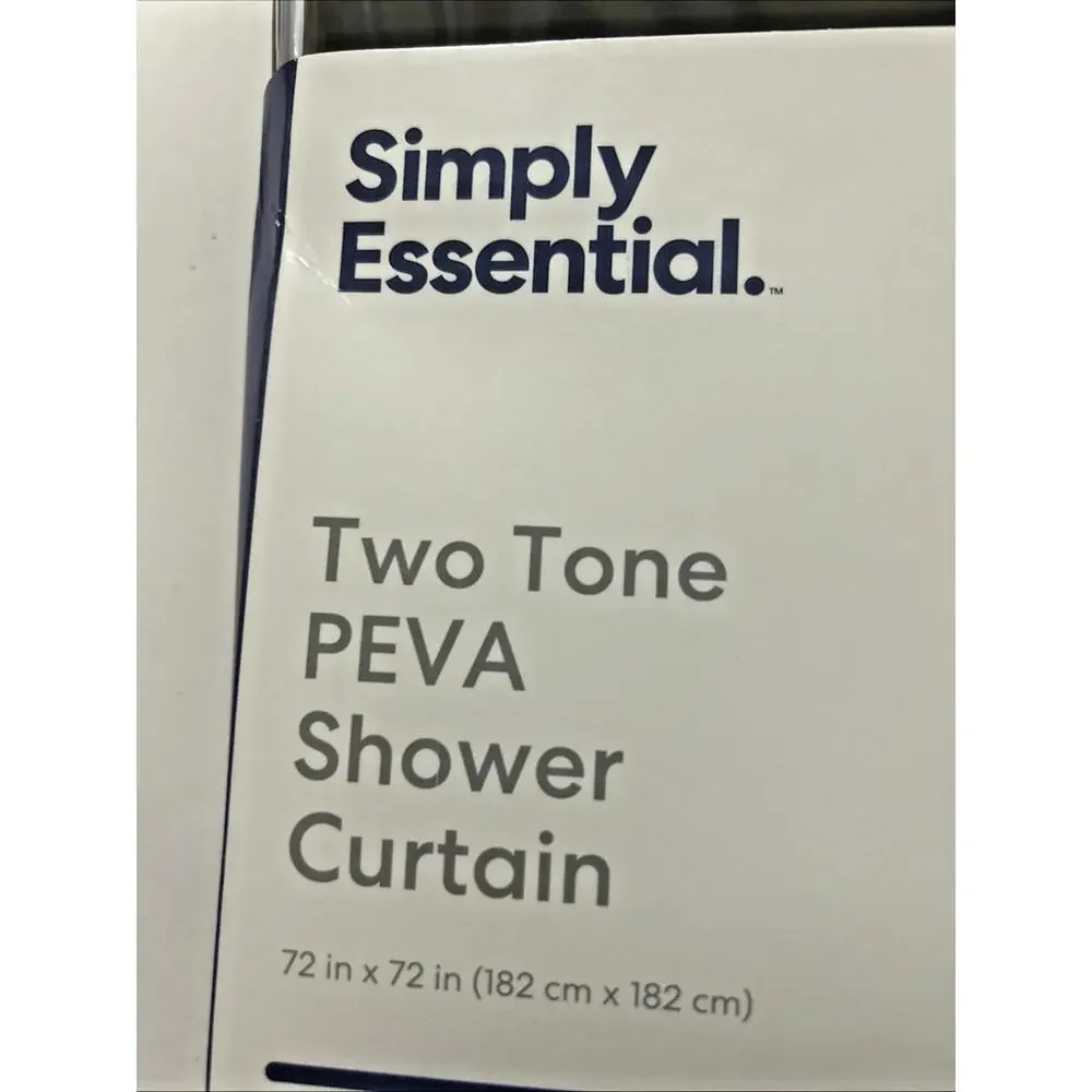 Simply Essential Two Tone PEVA Shower Curtain 72”x72” Clear/Grey Shower Bathroom